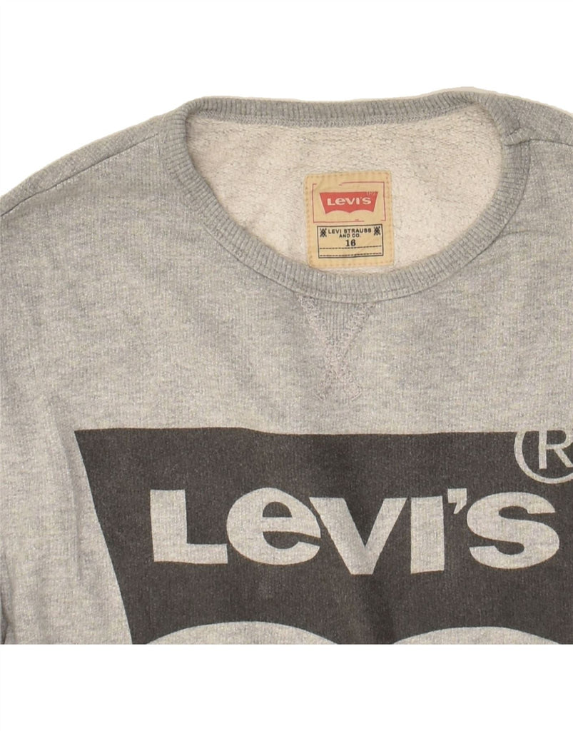 LEVI'S Boys Graphic Sweatshirt Jumper 15-16 Years Grey | Vintage Levi's | Thrift | Second-Hand Levi's | Used Clothing | Messina Hembry 