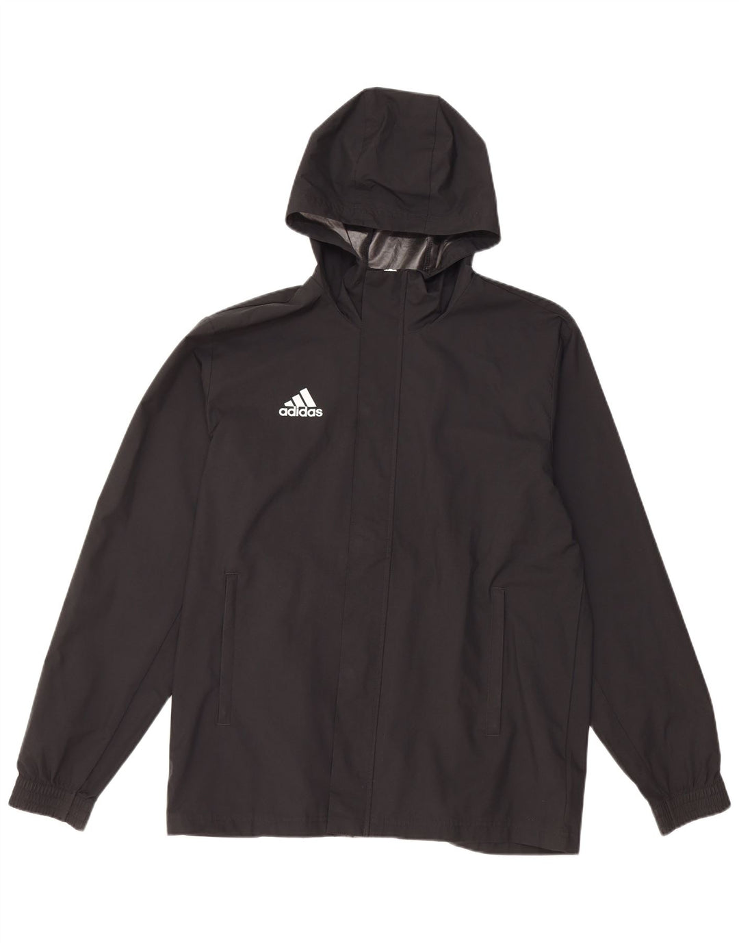ADIDAS Mens Hooded Rain Jacket UK 38 Medium Black Polyester