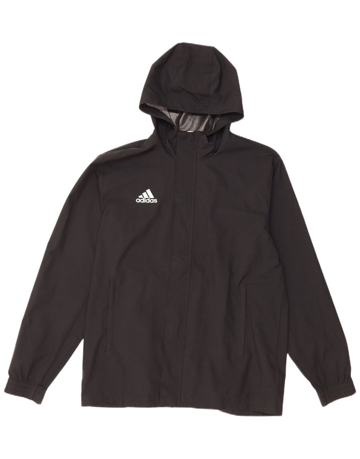 ADIDAS Mens Hooded Rain Jacket UK 38 Medium Black Polyester