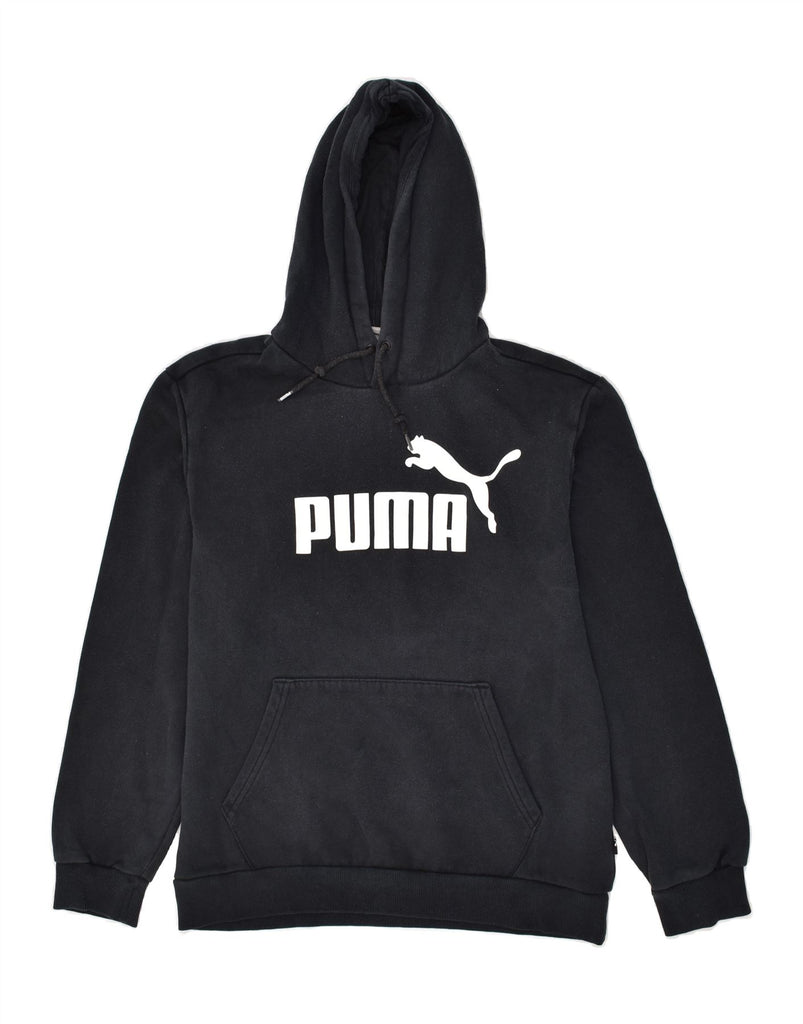 PUMA Mens Graphic Hoodie Jumper Medium Black Cotton | Vintage Puma | Thrift | Second-Hand Puma | Used Clothing | Messina Hembry 