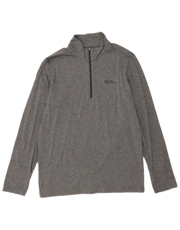 Jack Wolfskin Mens Zip Neck Pullover Tracksuit Top UK 42 Large Grey