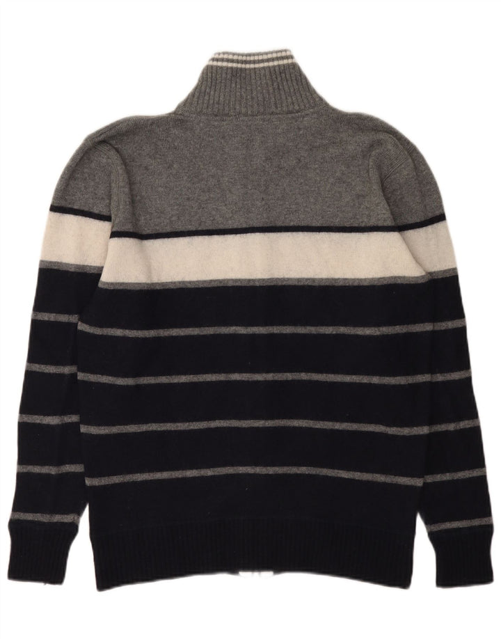 North Sails Mens Cardigan Sweater Large Navy Blue Striped Wool