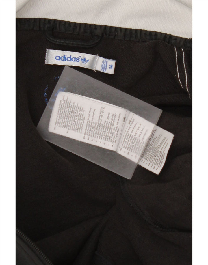 ADIDAS Womens Tracksuit Top Jacket EU 36 Small Black Colourblock Cotton
