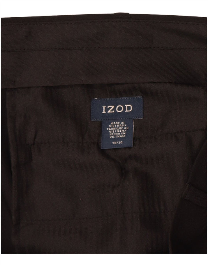 IZOD Mens Straight Suit Trousers W38 L30 Black Polyester
