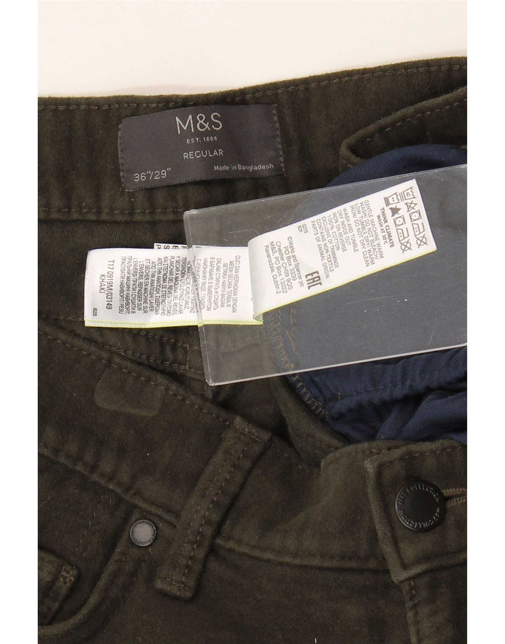 Marks & Spencer Mens Regular Fit Straight Jeans W36 L29 Khaki Cotton