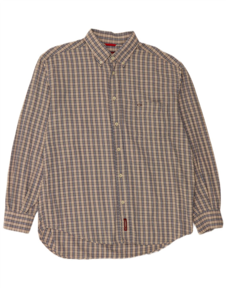 Carrera Mens Flannel Shirt Large Grey Check Cotton