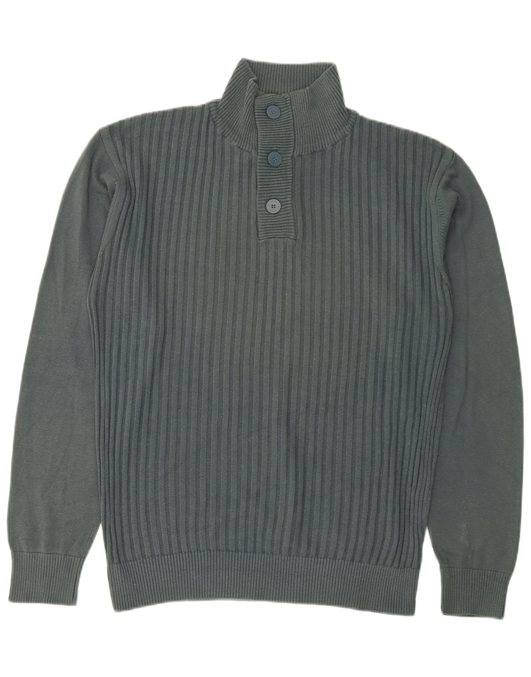 Jack & Jones Mens Button Neck Jumper Sweater XL Green Cotton