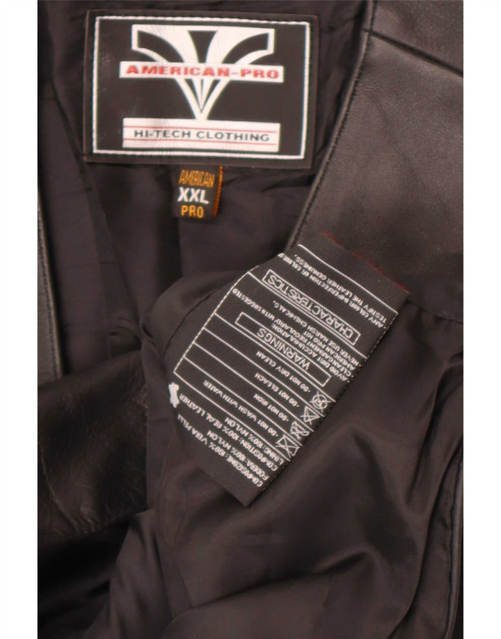 Vintage Mens Leather Waistcoat 2XL Black