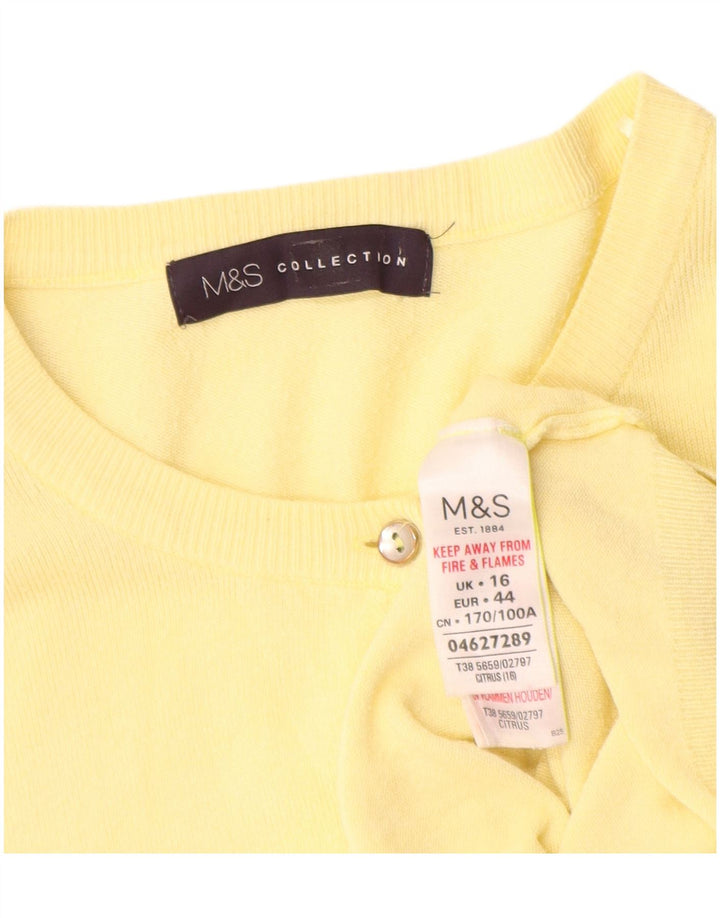 Marks & Spencer Womens Cardigan Sweater UK 16 Large Yellow Viscose