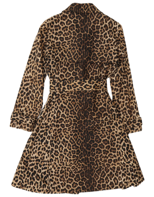 Hobbs Womens Trench Coat UK 12 Medium Brown Animal Print Cotton