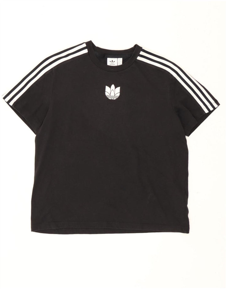 Adidas Womens T-Shirt Top UK 12 Medium  Black Cotton