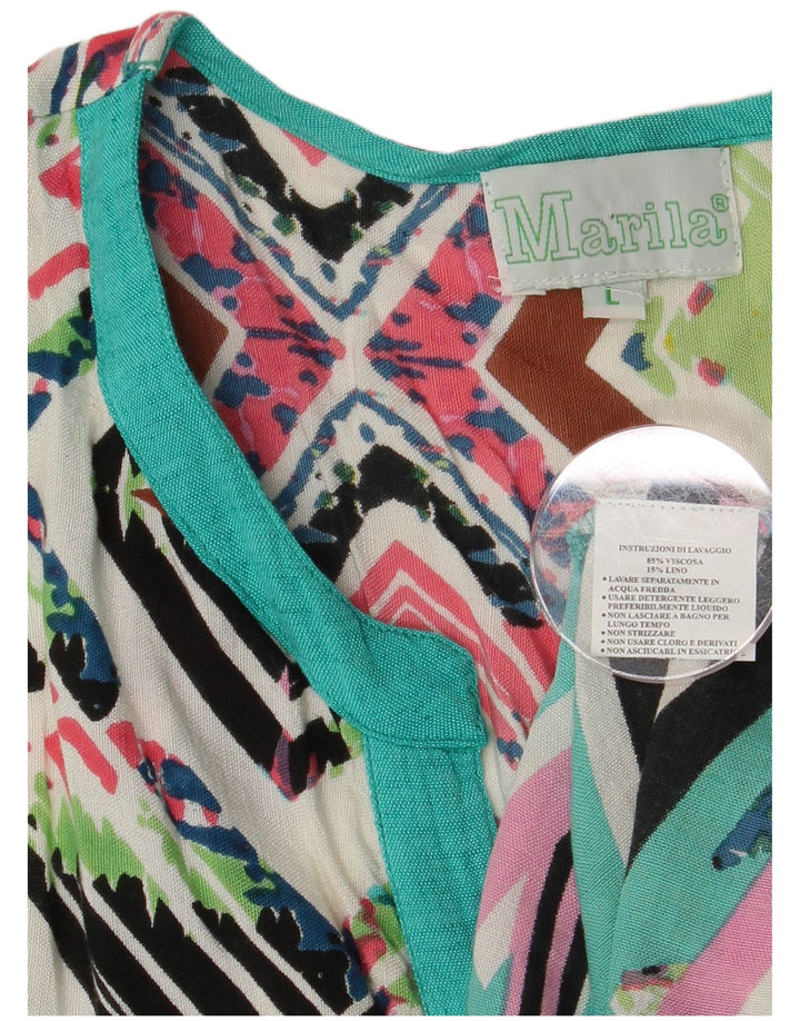 Marila Womens Sleeveless Shift Dress UK 14 Large Multicoloured Geometric