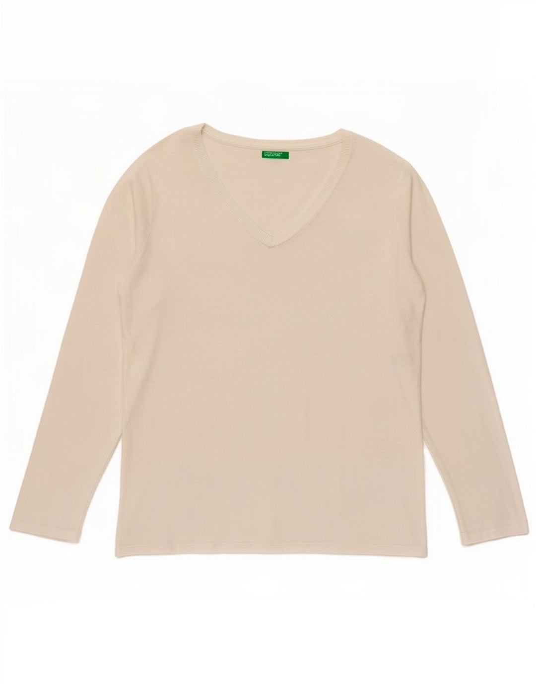 Benetton Womens Top Long Sleeve UK 14 Medium White