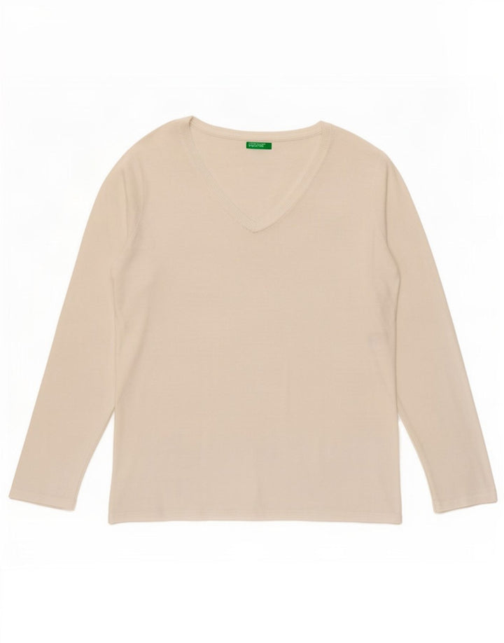 Benetton Womens Top Long Sleeve UK 14 Medium White