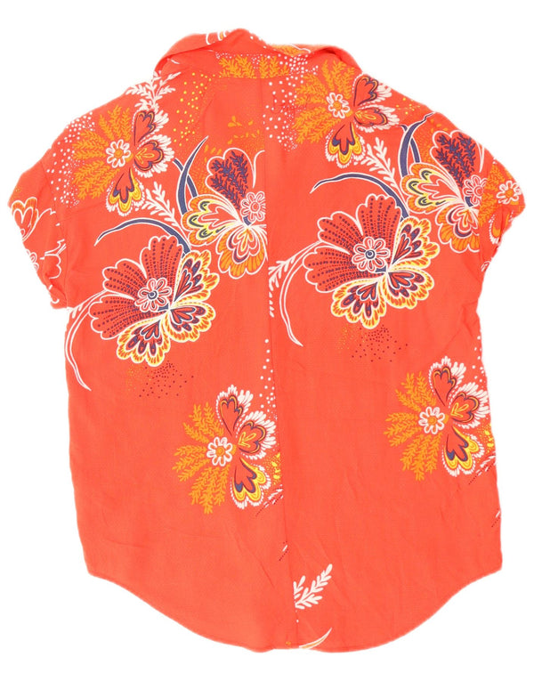 DESIGUAL Womens Graphic Short Sleeve Shirt Blouse UK 14 Medium Pink Floral
