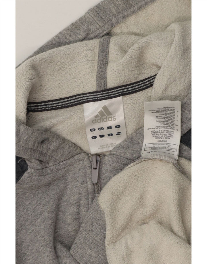ADIDAS Mens Zip Hoodie Sweater Medium Grey Colourblock Cotton