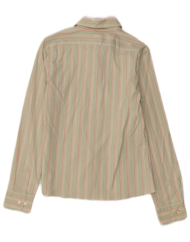 GAP Womens Shirt UK 10 Small Green Striped Cotton