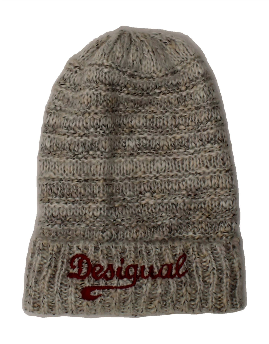 DESIGUAL Womens Graphic Beanie Hat One Size Grey Flecked Acrylic Vintage Desigual and Second-Hand Desigual from Messina Hembry 