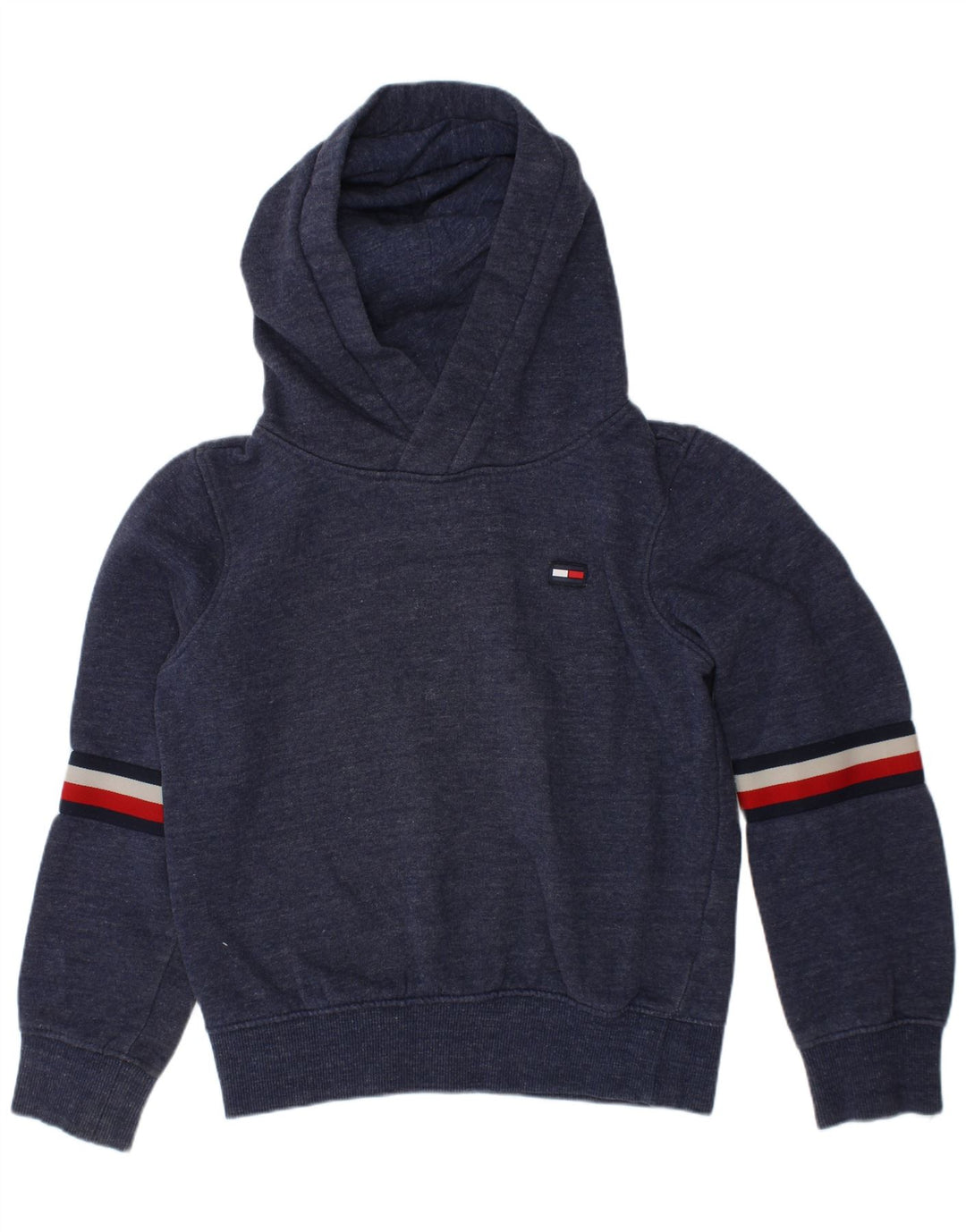 TOMMY HILFIGER Boys Hoodie Jumper 7-8 Years Blue Cotton