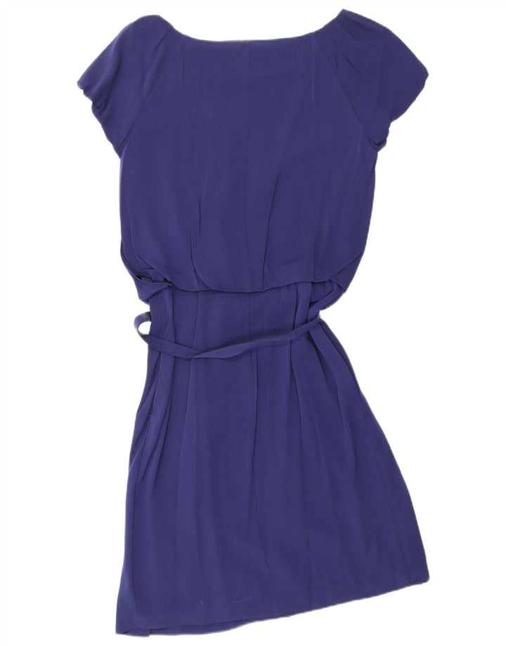 VALENTINO Womens A-Line Dress IT  42 Medium Navy Blue Silk