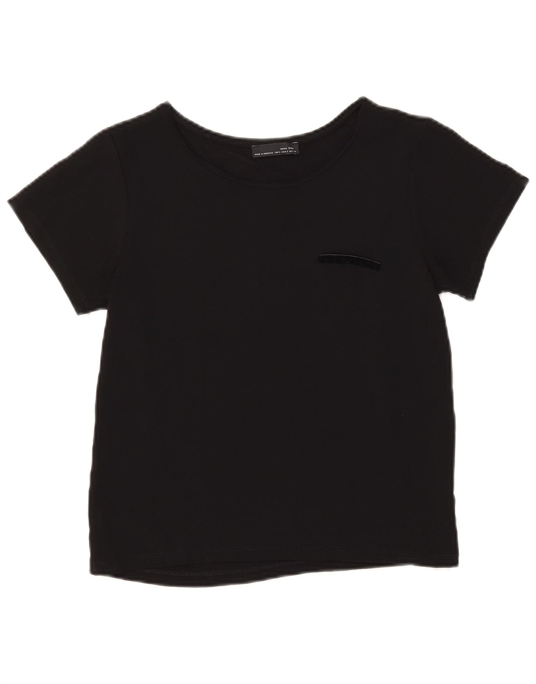 Zara Womens Crop T-Shirt Top UK 8 Small Black
