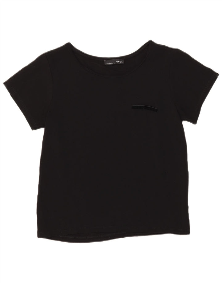 Zara Womens Crop T-Shirt Top UK 8 Small Black