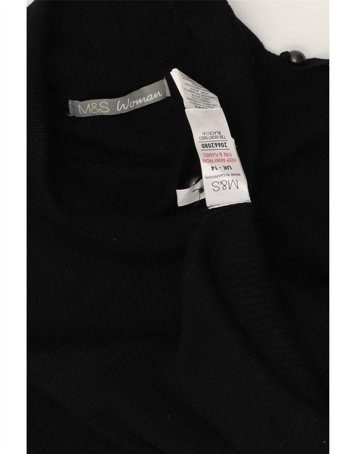 Marks & Spencer Womens Roll Neck Jumper Sweater UK 14 Large Black