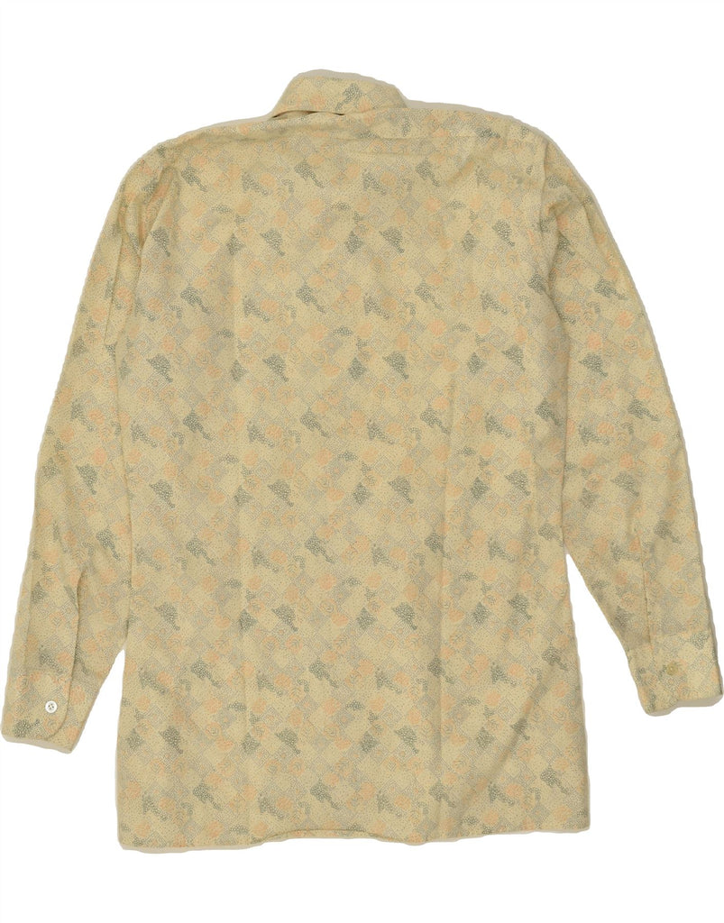 VINTAGE Mens Shirt Medium Beige Spotted Vintage Vintage and Second-Hand Vintage from Messina Hembry 