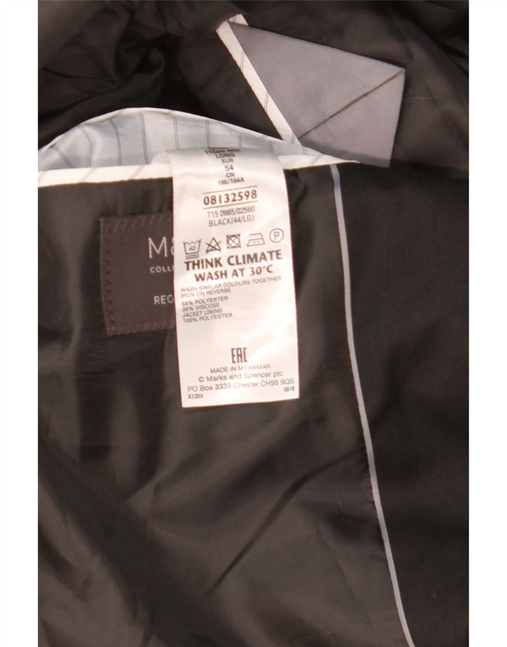 Marks & Spencer Mens 2 Button Blazer Jacket UK 44 XL Black Polyester