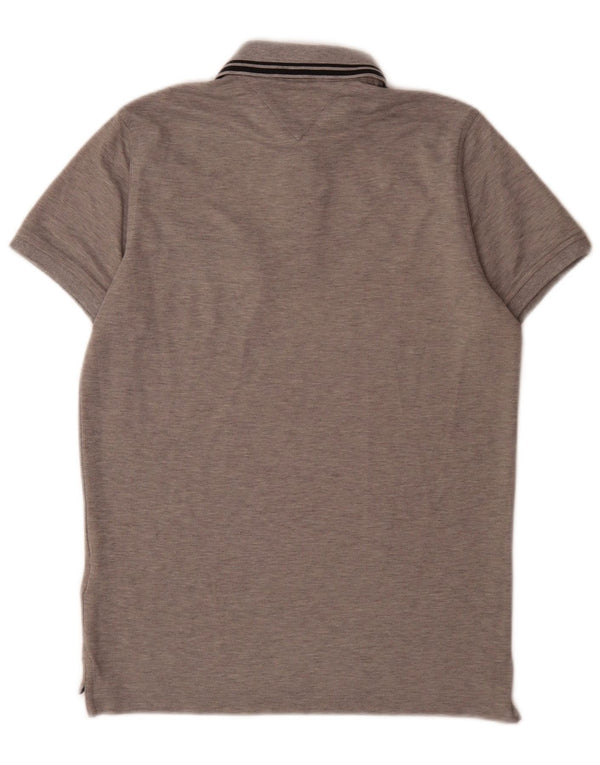 Tommy Hilfiger Mens Slim Fit Polo Shirt Medium Grey Flecked Cotton