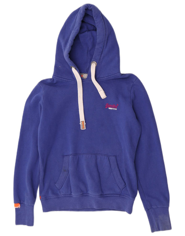 Superdry Womens Hoodie Jumper UK 16 Large Blue Cotton