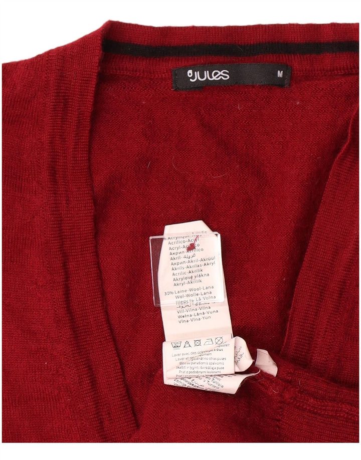 JULES Womens Cardigan Sweater UK 12 Medium Burgundy Acrylic