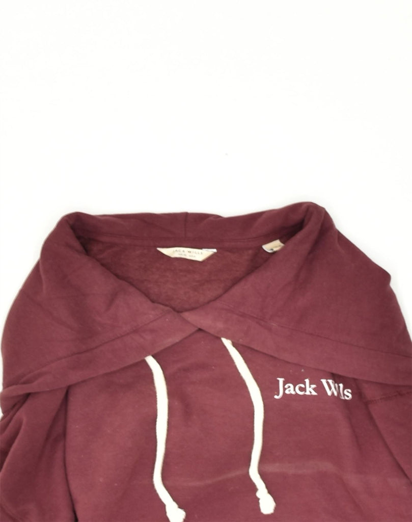 JACK WILLS Womens Crop Hoodie Jumper UK 10 Small  Maroon Cotton | Vintage Jack Wills | Thrift | Second-Hand Jack Wills | Used Clothing | Messina Hembry 