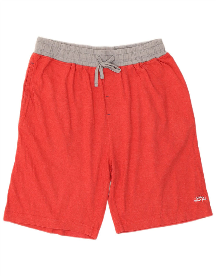 Weird Fish Mens Sport Shorts Large Red Colourblock Cotton
