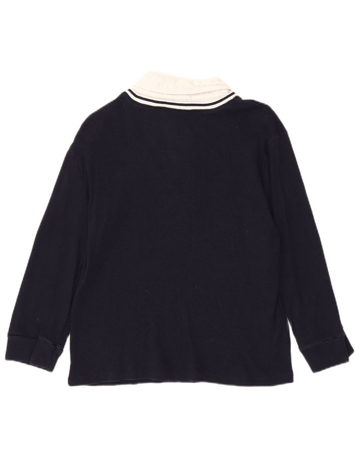 RALPH LAUREN Womens Top 3/4 Sleeve UK 18 XL Navy Blue Colourblock Cotton