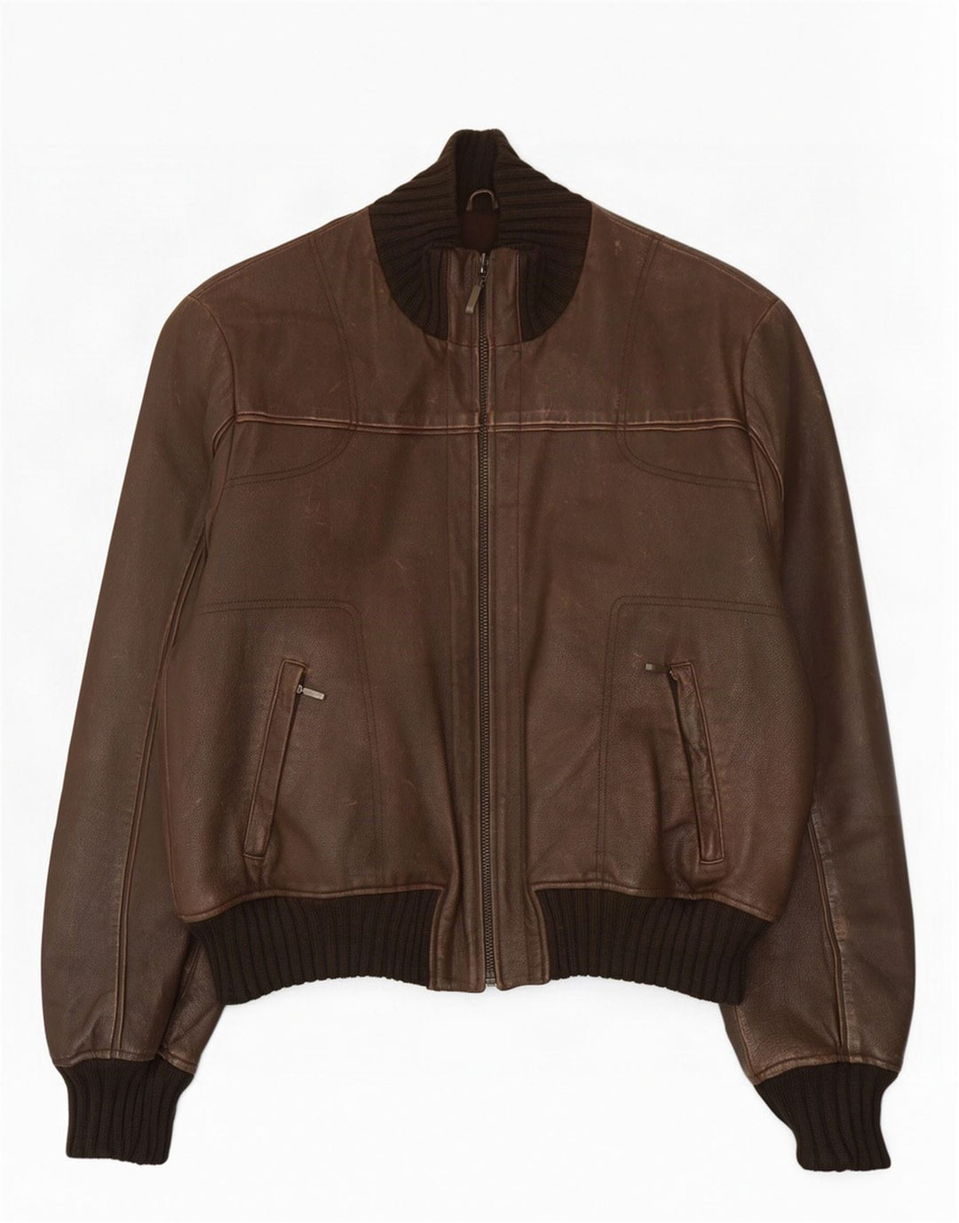Conbipel Mens Bomber Leather Jacket IT 56 2XL Brown