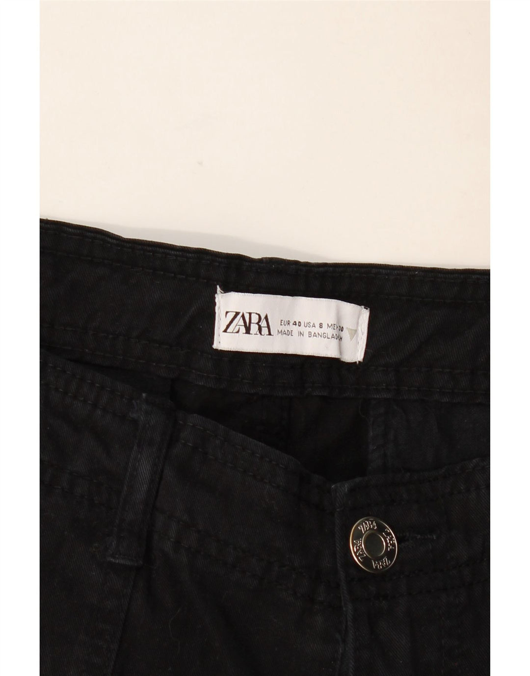 ZARA Womens Straight Cargo Trousers EU 40 Medium W30 L31 Black
