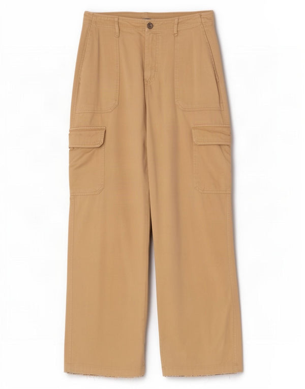 Zara Womens Loose Fit Cargo Trousers EU 46 XL W36 L31 Beige