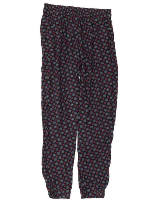Fat Face Womens Casual Trousers UK 12 Medium W30 L29 Navy Blue Geometric
