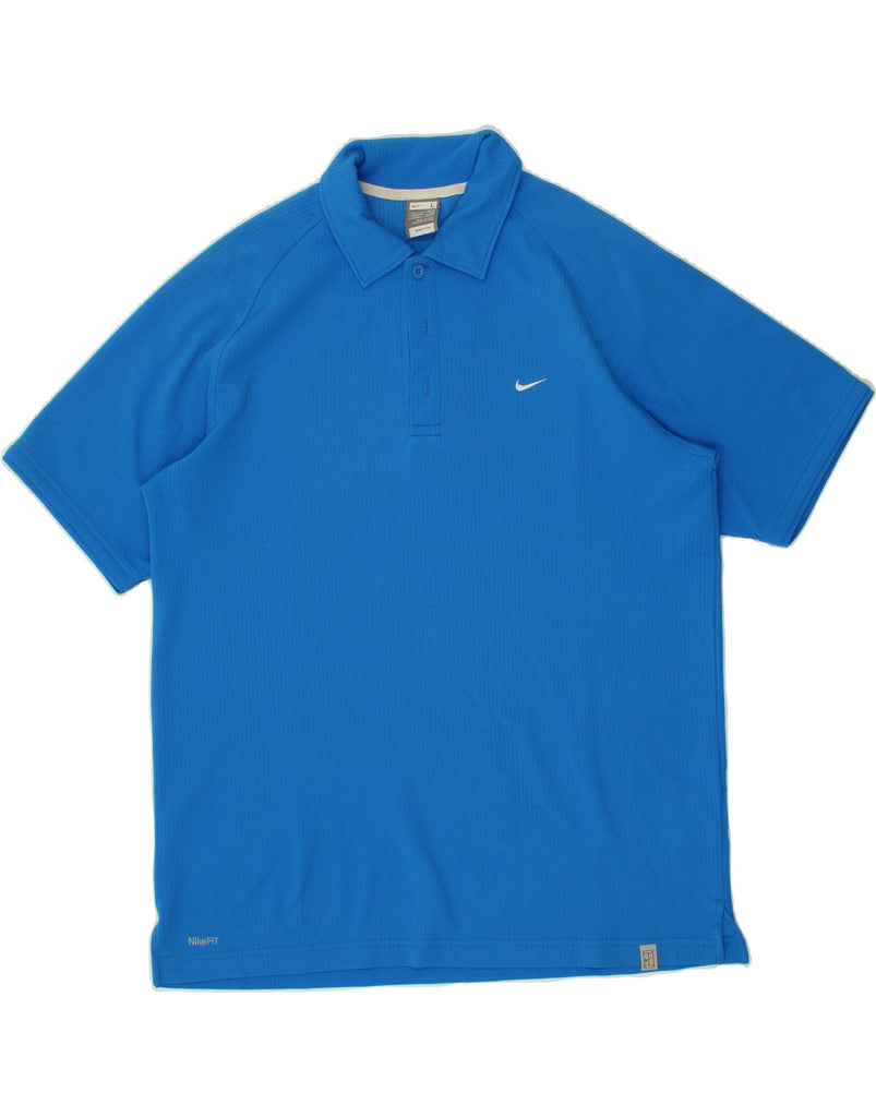 NIKE Mens Fit Dry Polo Shirt UK 42/44 Large Blue Polyester | Vintage Nike | Thrift | Second-Hand Nike | Used Clothing | Messina Hembry 