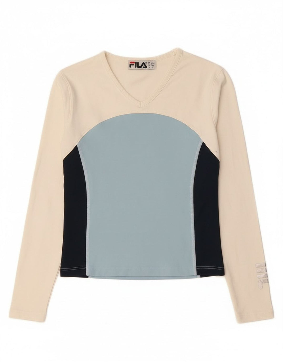 Fila Womens Crop Graphic Top Long Sleeve IT 40/42 Small White Colourblock
