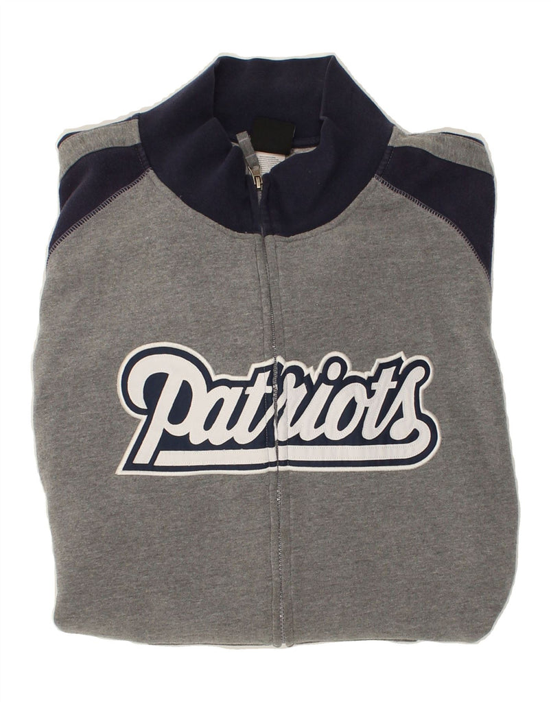 NFL Mens Patriots Graphic Tracksuit Top Jacket 2XL Grey Colourblock Cotton | Vintage NFL | Thrift | Second-Hand NFL | Used Clothing | Messina Hembry 