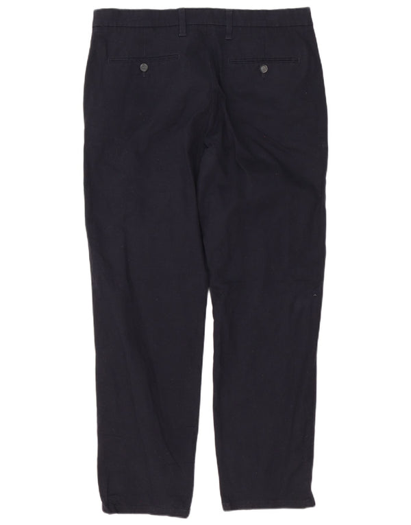 Marks & Spencer Mens Regular Fit Chino Trousers W34 L29 Navy Blue Cotton