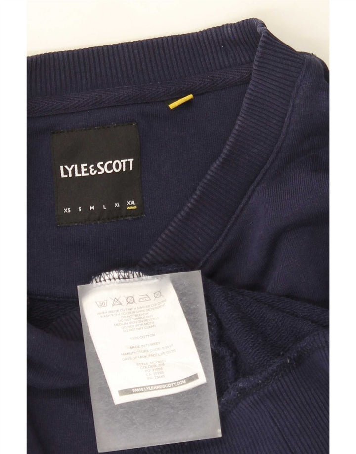 Lyle & Scott Mens Sweatshirt Jumper 2XL Navy Blue Colourblock Cotton