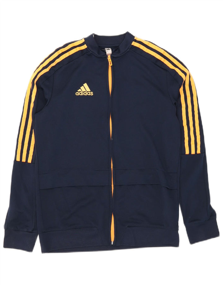 Adidas Girls Climalite Tracksuit Top Jacket 13-14 Years Navy Blue Polyester