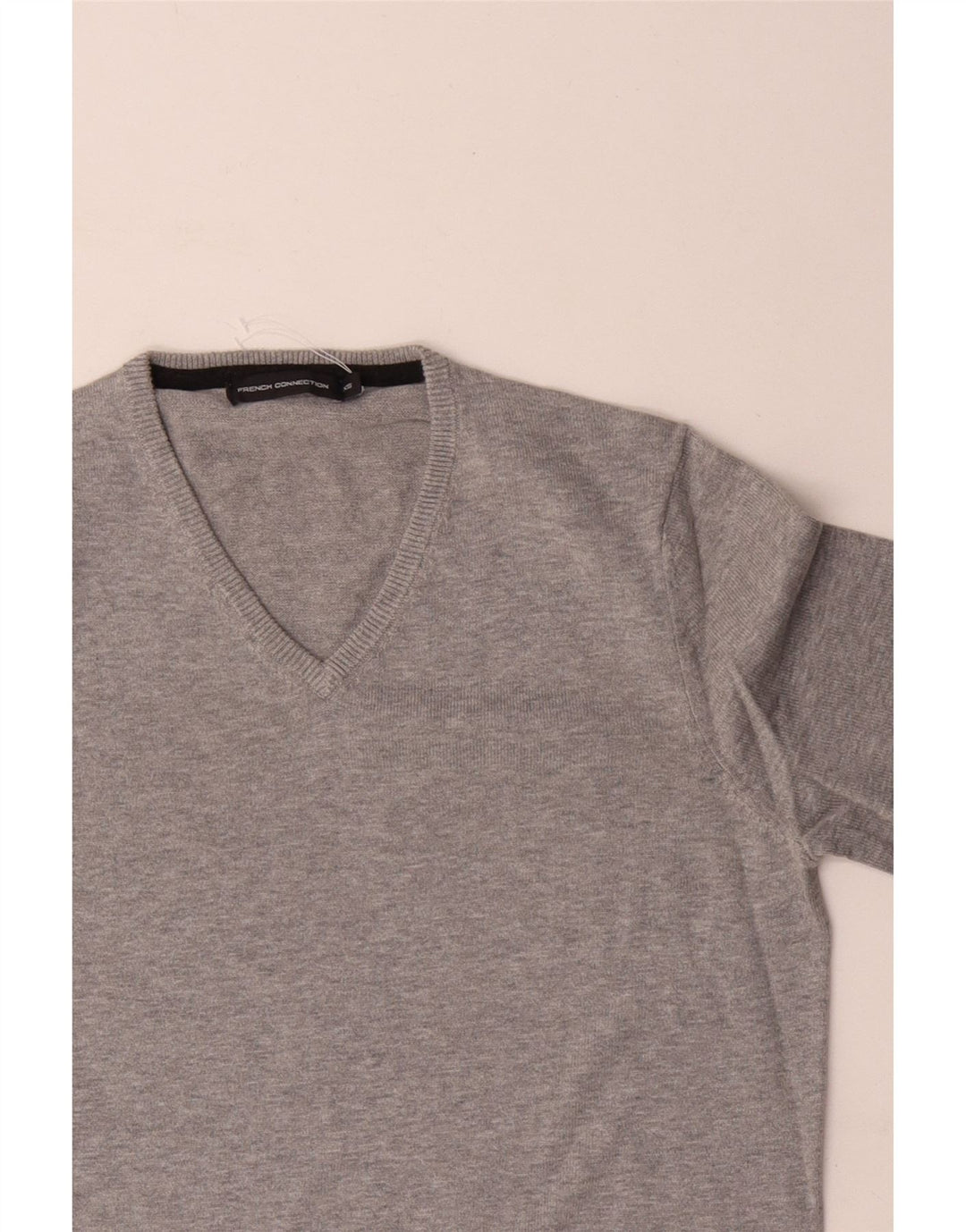 French Connection Womens V-Neck Jumper Sweater IT 18 XL Grey Cotton