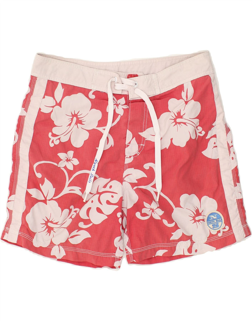 NORTH SAILS Mens Swimming Shorts Small Red Floral Polyamide | Vintage North Sails | Thrift | Second-Hand North Sails | Used Clothing | Messina Hembry 