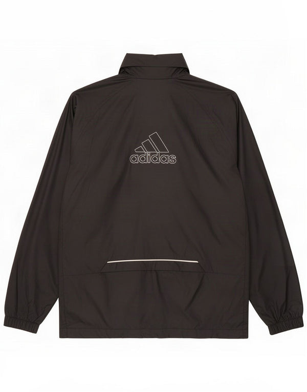 Adidas Mens Graphic Hooded Rain Jacket UK 42 XL Black Polyamide