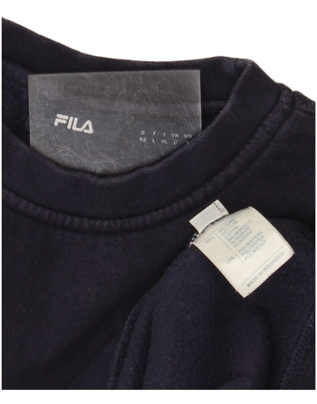 FILA Mens Sweatshirt Jumper Large Navy Blue Cotton