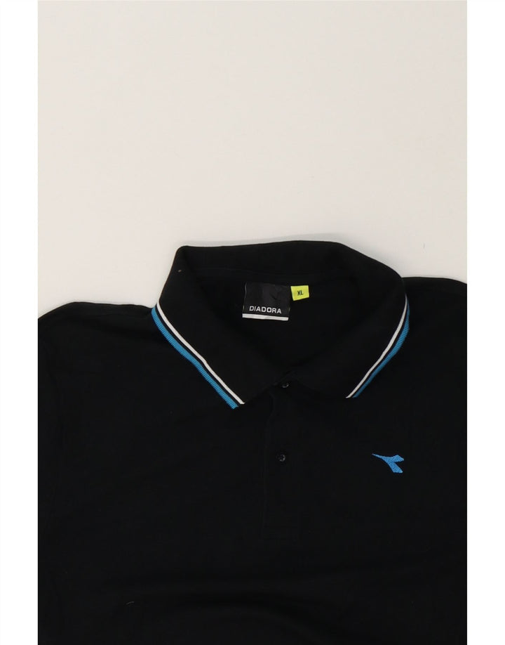 DIADORA Mens Polo Shirt XL Black Cotton Vintage Diadora and Second-Hand Diadora from Messina Hembry 